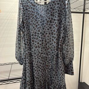 LK Bennett Blue and Brown Animal Print Blouse